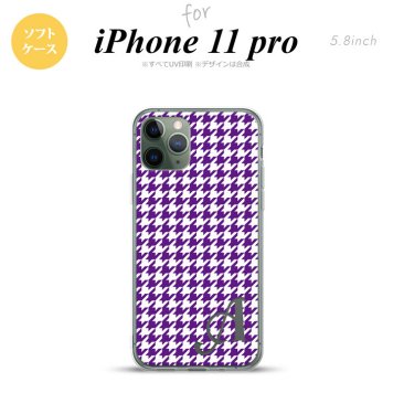 iPhone11Pro iPhone11 Pro スマホケース ソフトケース 千鳥 格子 小 紫 白 +アルファベット メンズ レディース nk-i11p-tp908i