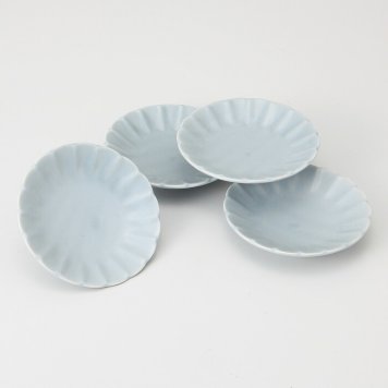 菊形窯変グレー小皿4客 磁器 美濃焼 やきものの里から、暮らしを贈ります。　ギフト 食器 セット テーブルウェア