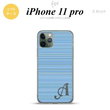 iPhone11Pro iPhone11 Pro スマホケース ソフトケース ボーダー 細 青 +アルファベット メンズ レディース nk-i11p-tp1288i