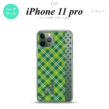 iPhone11Pro iPhone11 Pro スマホケース ハードケース タータン ドット 緑 +アルファベット メンズ レディース nk-i11p-1533i