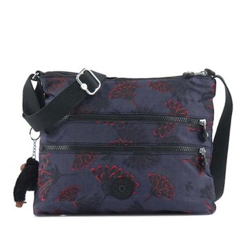 キプリング Kipling バッグ K13335 T27 ALVAR アルバー 斜めがけショルダーバッグ FLORAL NIGHT ダークパープル系＋フラワー柄