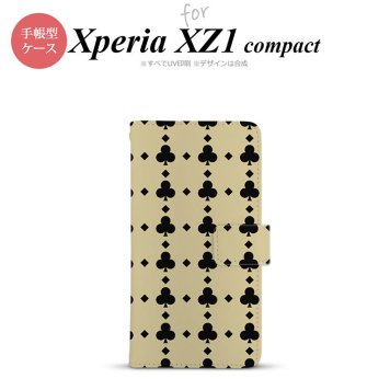 【手帳型 スマホ カバー ケース】【SO02K】【エクスペリア XZ1】手帳型 ケース SO-02K スマホ カバー Xperia XZ1 Compact エクスペリア トランプ(クラブ) ベージュ×黒 nk-004s-so02k-dr533【メール便送料無料】