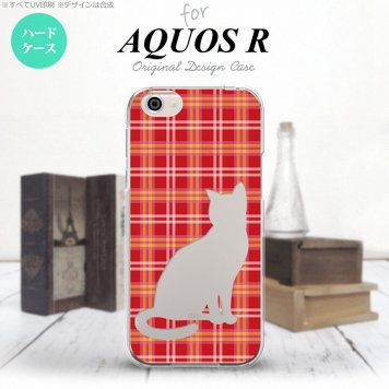 【SH03J】【スマホケース/スマホカバー】【アクオス R】SH03J スマホケース AQUOS R SH-03J カバー アクオス R 猫 チェック赤B nk-sh03j-952【メール便送料無料】