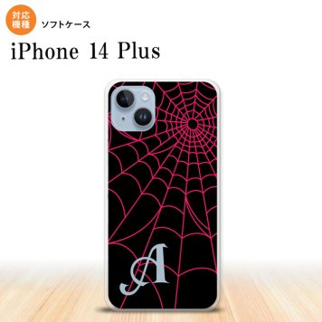 iPhone14 plsu iPhone14 plsu スマホケース 背面ケースソフトケース 蜘蛛 巣 A ピンク +アルファベット 2022年 10月発売 nk-i14pl-tp935i
