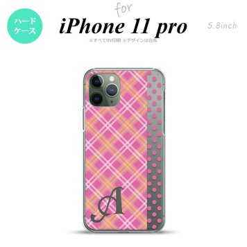 iPhone11Pro iPhone11 Pro スマホケース ハードケース タータン ドット ピンク +アルファベット メンズ レディース nk-i11p-1532i