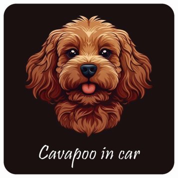 ドッグ カーステッカー イラスト付 Dog in Car キャバプー Aタイプ セーフティサイン 犬種別 正方形 13x13cm シール リア あおり運転対策 Dog Sticker 屋外 屋内 防水 かわいい おしゃれ 安全対策 カーサイン