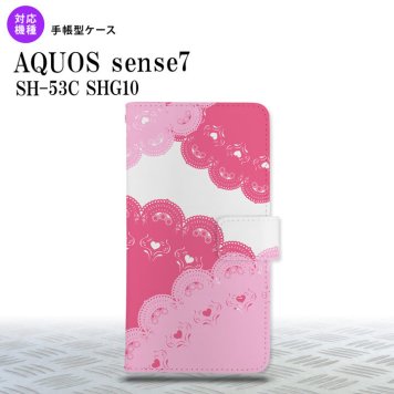 sense7 sense7 手帳型スマホケース カバー レース ピンク 2022年 11月発売 nk-004s-sens7-dr727