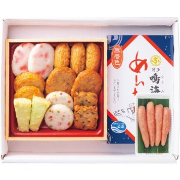 ［小田口屋］彩りさつま揚げ・［鳴海屋］無着色辛子明太子詰合せ
