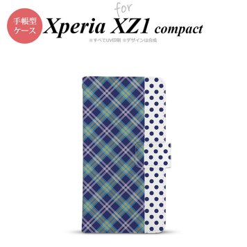 【手帳型 スマホ カバー ケース】【SO02K】【エクスペリア XZ1】手帳型 ケース SO-02K スマホ カバー Xperia XZ1 Compact エクスペリア タータン・ドット 青 nk-004s-so02k-dr1534【メール便送料無料】