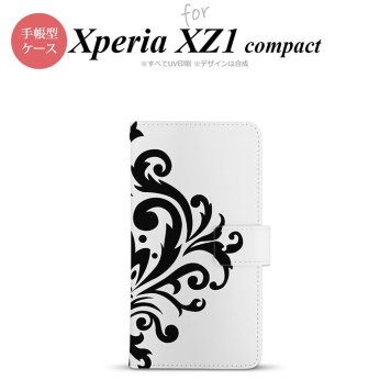 【手帳型 スマホ カバー ケース】【SO02K】【エクスペリア XZ1】手帳型 ケース SO-02K スマホ カバー Xperia XZ1 Compact エクスペリア ダマスク柄大B 黒 nk-004s-so02k-dr1034【メール便送料無料】