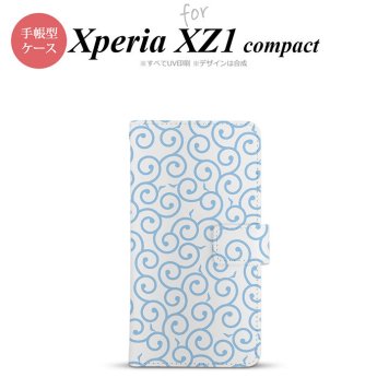 【手帳型 スマホ カバー ケース】【SO02K】【エクスペリア XZ1】手帳型 ケース SO-02K スマホ カバー Xperia XZ1 Compact エクスペリア 唐草 水色 nk-004s-so02k-dr1127【メール便送料無料】
