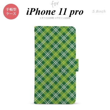 iPhone11Pro iPhone11 Pro 手帳型スマホケース カバー バイアスチェック 緑  nk-004s-i11p-dr435
