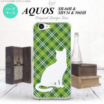 【SH04H】【スマホケース/スマホカバー】【アクオス ゼータ】SH04H スマホケース AQUOS ZETA SH04H カバー アクオス ゼータ 猫 チェック緑A nk-sh04h-957【メール便送料無料】