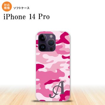iPhone14 Pro iPhone14 Pro スマホケース 背面ケースソフトケース ウッドランド 迷彩 D ピンク +アルファベット 2022年 9月発売 nk-i14p-tp1150i
