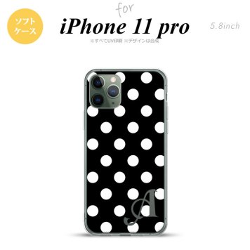 iPhone11Pro iPhone11 Pro スマホケース ソフトケース ドット 水玉 B 黒 白 +アルファベット メンズ レディース nk-i11p-tp106i