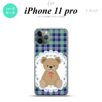 iPhone11Pro iPhone11 Pro スマホケース ハードケース くま チェック レース 青 メンズ レディース nk-i11p-758