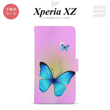 【手帳型 スマホ カバー ケース】【SO01J】【エクスペリア XZ 】手帳型 ケース SO-01J スマホ カバー XPERIA XZ エクスペリア バタフライ・蝶（B） ピンク nk-004s-so01j-dr211【メール便送料無料】