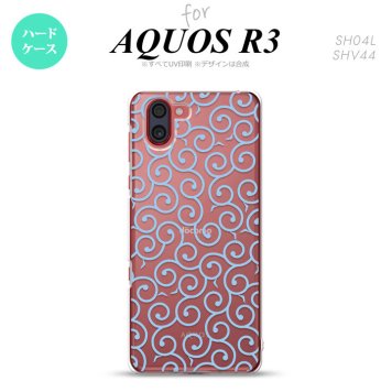 SH-04L SHV44 R3 AQUOS R3 スマホケース カバー 唐草 クリア 水色 nk-r3-1127
