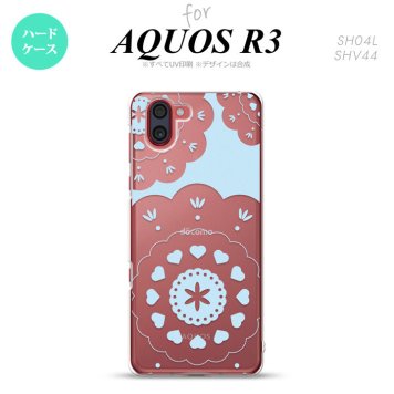 SH-04L SHV44 R3 AQUOS R3 スマホケース カバー レース クリア 青 nk-r3-1485