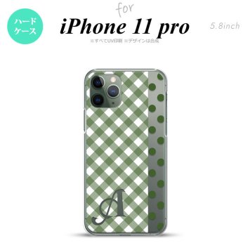 iPhone11Pro iPhone11 Pro スマホケース ハードケース チェック ドット 白 緑 +アルファベット メンズ レディース nk-i11p-1523i