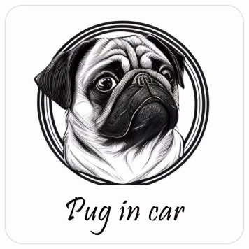 ドッグ カーステッカー イラスト付 Dog in Car パグ Aタイプ セーフティサイン 犬種別 正方形 13x13cm シール リア あおり運転対策 Dog Sticker 屋外 屋内 防水 かわいい おしゃれ 安全対策 カーサイン