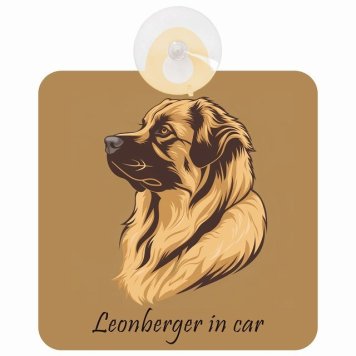 Leonberger レオンベルガー Bタイプ 車 窓ガラス 吸盤タイプ 犬 かっこいい おしゃれ イラスト付 DOG IN CAR ドッグインカー ドッグオンボード 安全対策 セーフティサイン デコ 外出 ドライブ カーサイン 吸盤