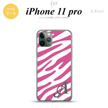 iPhone11Pro iPhone11 Pro スマホケース ソフトケース ゼブラ ピンク 白 +アルファベット メンズ レディース nk-i11p-tp122i