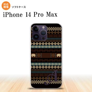 iPhone14 ProMax iPhone14 Pro Max スマホケース 背面ケースソフトケース エスニック ゾウ 黒 +アルファベット 2022年 9月発売 nk-i14pm-tp1571i