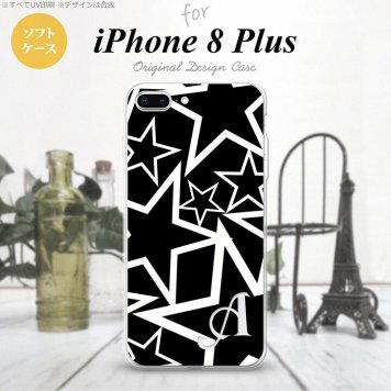 【iPhone8Plus】【スマホケース/スマホカバー】【アイフォン8プラス】iPhone8Plus スマホケース ケース アイフォン8プラス イニシャル 星 黒×白 nk-ip8p-tp1121ini【メール便送料無料】