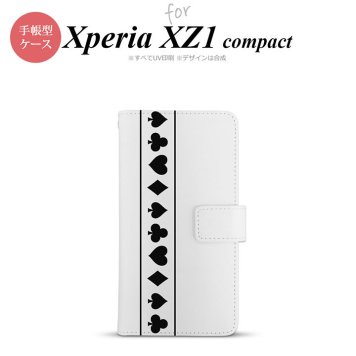 【手帳型 スマホ カバー ケース】【SO02K】【エクスペリア XZ1】手帳型 ケース SO-02K スマホ カバー Xperia XZ1 Compact エクスペリア トランプ(帯) 白×黒 nk-004s-so02k-dr527【メール便送料無料】