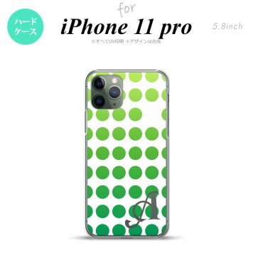 iPhone11Pro iPhone11 Pro スマホケース ハードケース 水玉 緑 +アルファベット メンズ レディース nk-i11p-1377i