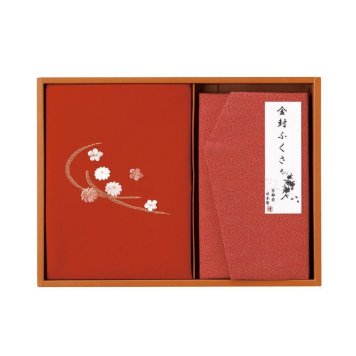 【ギフト対応無料】刺繍入り二巾風呂敷&金封ふくさ 赤 (H023) ※送料無料(ポスト投函)