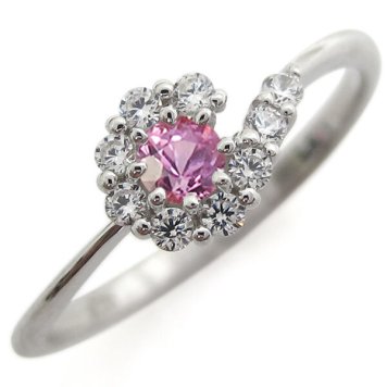 【送料無料プラチナリング 結婚記念 ピンクサファイアリング 取り巻き 婚約指輪