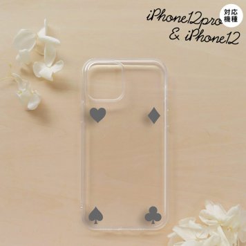iPhone12/iPhone12pro iPhone12 / iPhone12pro スマホケース ソフトケース トランプ 四隅 グレー メンズ レディース nk-i12-tp521