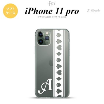 iPhone11Pro iPhone11 Pro スマホケース ソフトケース トランプ 帯 白 クリア +アルファベット メンズ レディース nk-i11p-tp529i