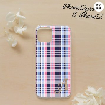 iPhone12/iPhone12pro iPhone12 / iPhone12pro スマホケース ソフトケース チェック B ピンク 青 +アルファベット メンズ レディース nk-i12-tp440i