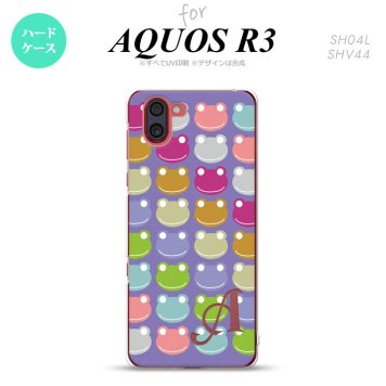 SH-04L SHV44 R3 AQUOS R3 スマホケース カバー カエル かえる B 紫 +アルファベット nk-r3-163i
