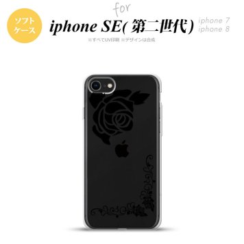 iPhoneSE 2 第二世代 iPhone8&iPhone7 共用 スマホケース 背面カバー ソフトケース バラ A クリア 黒 おしゃれ かわいい かっこいい メンズ レディース nk-ise2-tp1065