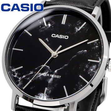 CASIO 腕時計 カシオ 時計 ウォッチ チープカシオ チプカシ クオーツ メンズ 腕時計 ブラックマーブル×ブラックレザーバンド MTP-VT01LM-1A 海外モデル  [並行輸入品]