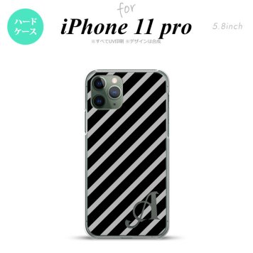 iPhone11Pro iPhone11 Pro スマホケース ハードケース ストライプ 黒 グレー +アルファベット メンズ レディース nk-i11p-712i