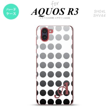 SH-04L SHV44 R3 AQUOS R3 スマホケース カバー 水玉 黒 +アルファベット nk-r3-1375i