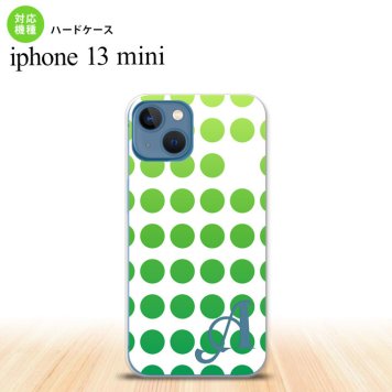 iPhone13mini iPhone13 mini ケース ハードケース 水玉 緑 +アルファベット  nk-i13m-1377i