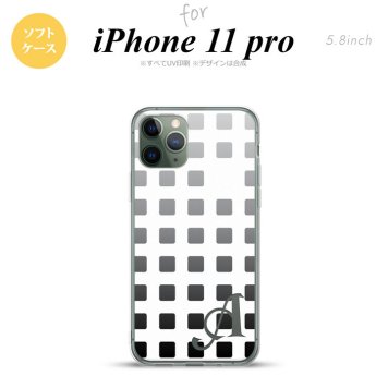 iPhone11Pro iPhone11 Pro スマホケース ソフトケース スクエア ドット 黒 +アルファベット メンズ レディース nk-i11p-tp1365i