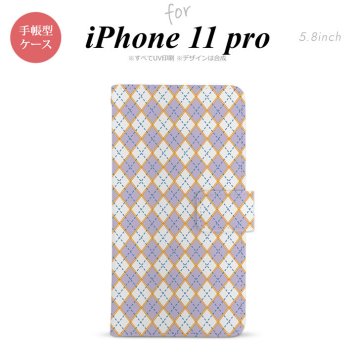 iPhone11Pro iPhone11 Pro 手帳型スマホケース カバー アーガイル 紫 青  nk-004s-i11p-dr1409