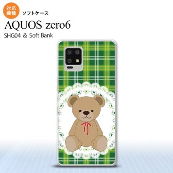 SHG04 SHG04 ZERO6 AQUOS zero6 スマホケース ソフトケース くま チェック レース 緑 メンズ レディース nk-zero6-tp757