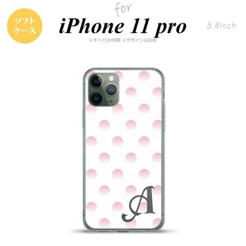 iPhone11Pro iPhone11 Pro スマホケース ソフトケース ドット 水玉 B 白 ピンク +アルファベット メンズ レディース nk-i11p-tp105i