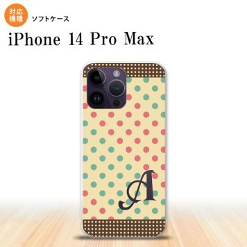 iPhone14 ProMax iPhone14 Pro Max スマホケース 背面ケースソフトケース ドット 水玉 C ベージュ ミント +アルファベット 2022年 9月発売 nk-i14pm-tp1647i