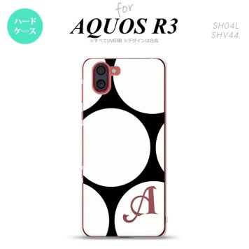 SH-04L SHV44 R3 AQUOS R3 スマホケース カバー 水玉 B 黒 白 +アルファベット nk-r3-1113i