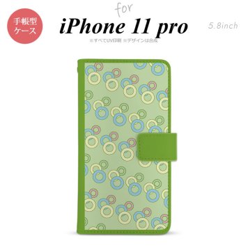 iPhone11Pro iPhone11 Pro 手帳型スマホケース カバー 丸 緑  nk-004s-i11p-dr1662
