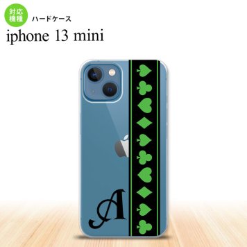 iPhone13mini iPhone13 mini ケース ハードケース トランプ 帯 黒 緑 +アルファベット  nk-i13m-526i